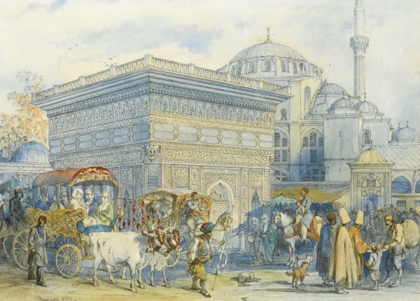 Outside the mosque by Amadeo Preziosi